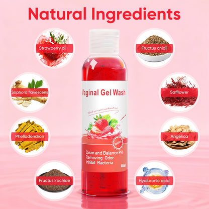 Feminine Wash & Yoni Oil & Yoni Soap Set for Women, Yoni Wash for Ph Balance Remove Odor Moisturizing, 1 Fl.Oz Essential Oil & 5.07 Fl.Oz Strawberry Body Wash 5.29 Oz Yoni Soap Bar
