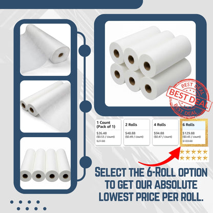 Disposable Table Sheets | Non Woven | 30 g/m2 | with Face Hole | Absorbent | Comfortable | Thick and Durable | Soft | Latex-free | 70" x 32" (1 Roll)