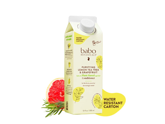 Babo Botanicals Purifying Lemon Tea Tree & Grapefruit Conditioner – For Flat, Oily Prone Hair – Add body & shine – Citrus-Mint Fragrance - Water-Resistant Carton w. 80% Less Plastic – Vegan