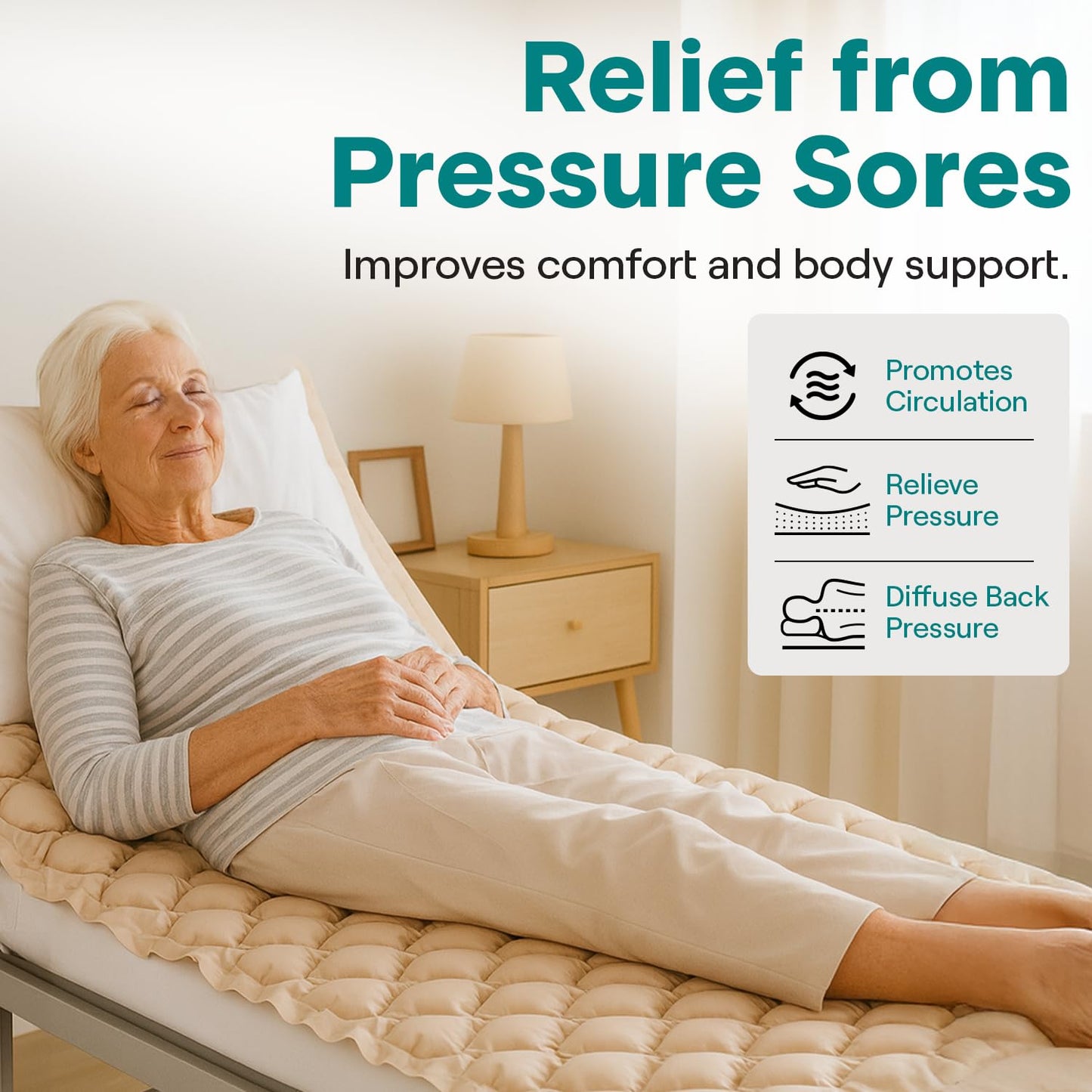 SereneLife Air Pressure Mattress Pad | Hospital Topper for Bedridden Patients | Alternating Air Pressure Mattress with Electric Pump, Medical Grade Pad & Topper for Hospital Bed | 330 lbs Capacity