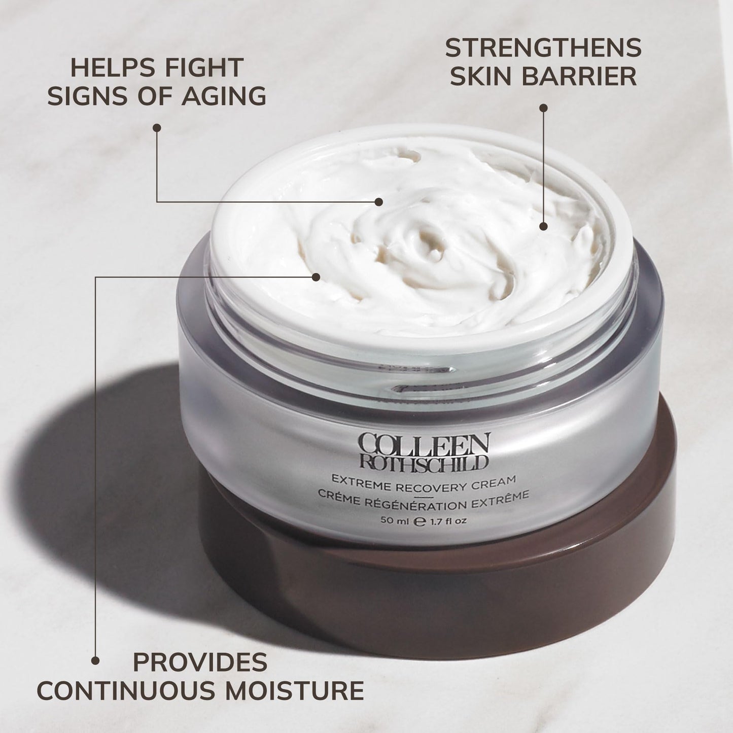 COLLEEN ROTHSCHILD Extreme Recovery Cream | Intensive Care for Dehydrated Skin | Maximum Moisture | Strengthens Barrier | Fights Wrinkles | Evens Skin Tone & Texture | All Skin Types (1.7 oz)