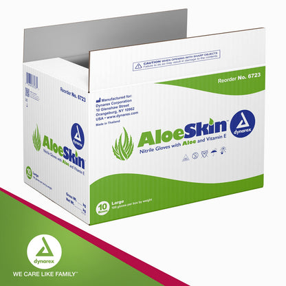 Dynarex AloeSkin Nitrile Exam Gloves with Aloe, Powder-Free, Disposable Gloves with Aloe Vera for Dry Hands, Magenta, Large, 1 Case of 1000 Gloves - 10 Boxes of 100 Gloves
