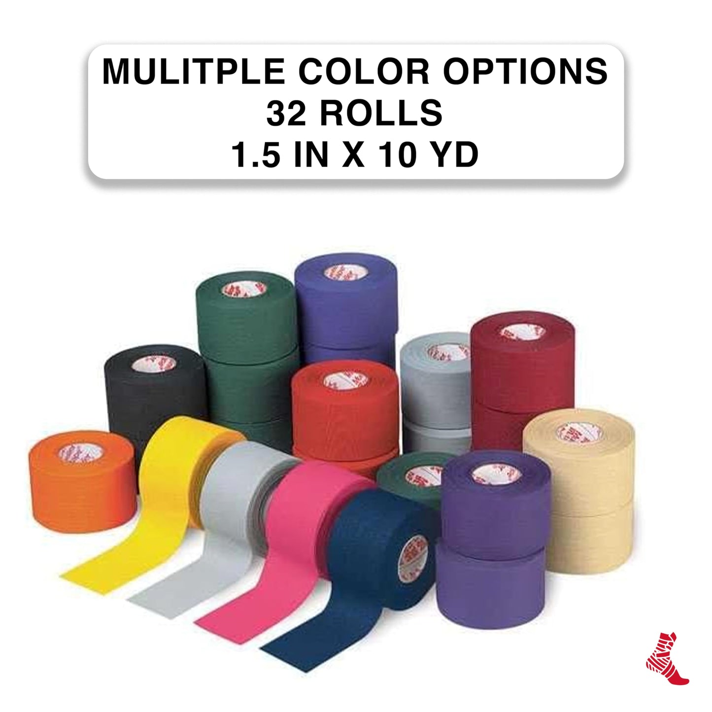 Mueller Sports Medicine MTape Rolls Team Pack, Quality Athletic Tape, Easy to Tear for Fast & Effective Taping, 1.5" x 10 Yards Per Roll, 32 Rolls