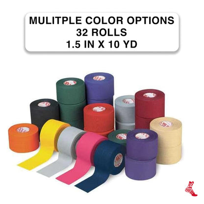 Mueller Sports Medicine MTape Rolls Team Pack, Quality Athletic Tape, Easy to Tear for Fast & Effective Taping, 1.5" x 10 Yards Per Roll, 32 Rolls