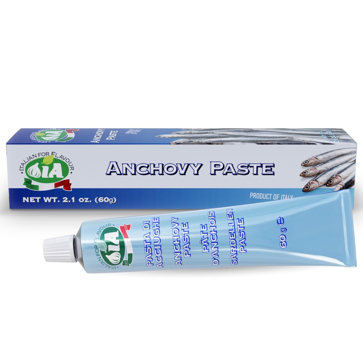 IA Anchovy Paste Ready to Use in a 2.12oz (60g) Tube, Ideal for Salads, Eggs or Sandwiches, Gluten-Free, Recyclable and Anti-Waste Packaging