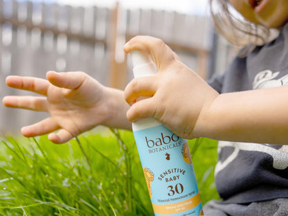 Babo Botanicals Sensitive Baby Mineral Sunscreen Spray SPF30 - Natural Zinc Oxide - Non-Aerosol – Face & Body - Fragrance-Free - Water Resistant - For Babies & Kids - Various Versions