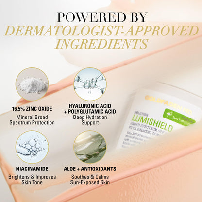 Goldfaden MD LumiShield SPF 50 Mineral Sunscreen - Zinc Oxide, Niacinamide & Vitamin C, Hydrating, No White Cast, 1.7 oz