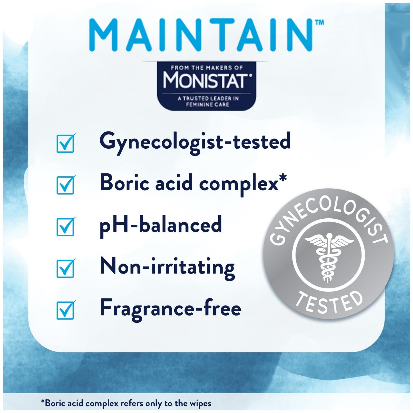 Monistat Maintain Boric Acid Odor Control Kit, 10 Feminine Wipes & 10 Boric Acid Suppositories for Women, Fragrance-Free and Non-Irritating pH Balanced Formulas to Control Vaginal Odor
