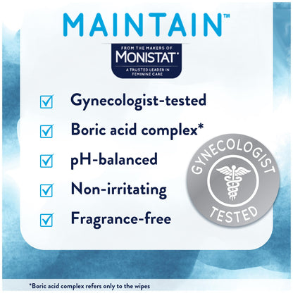 Monistat Maintain Boric Acid Odor Control Kit, 10 Feminine Wipes & 10 Boric Acid Suppositories for Women, Fragrance-Free and Non-Irritating pH Balanced Formulas to Control Vaginal Odor