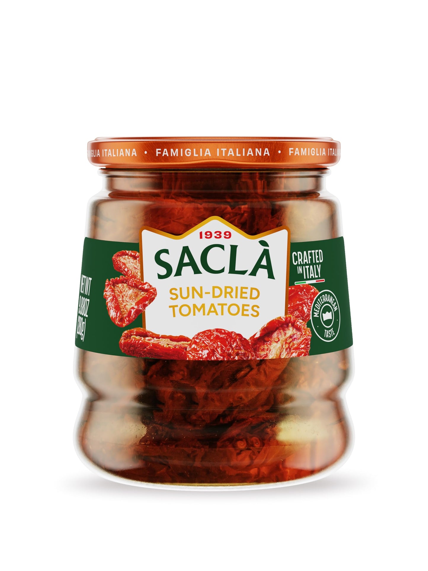 SACLA Sundried Tomatoes Antipasti in Oil | Italian Sun-Dried Tomatoes Preserved in Sunflower Oil with Herbs | 9.88 oz Glass Jar | Non-GMO Gourmet Antipasto | Imported from Italy