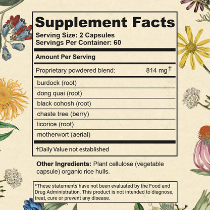 Wise Woman Herbals Women's Menocaps, Non-GMO Herbal Blend for Menopause Support, Hot Flashes, Night Sweats, Mood Support, Emotional Balance, Hormonal Support, 120 Veg Caps