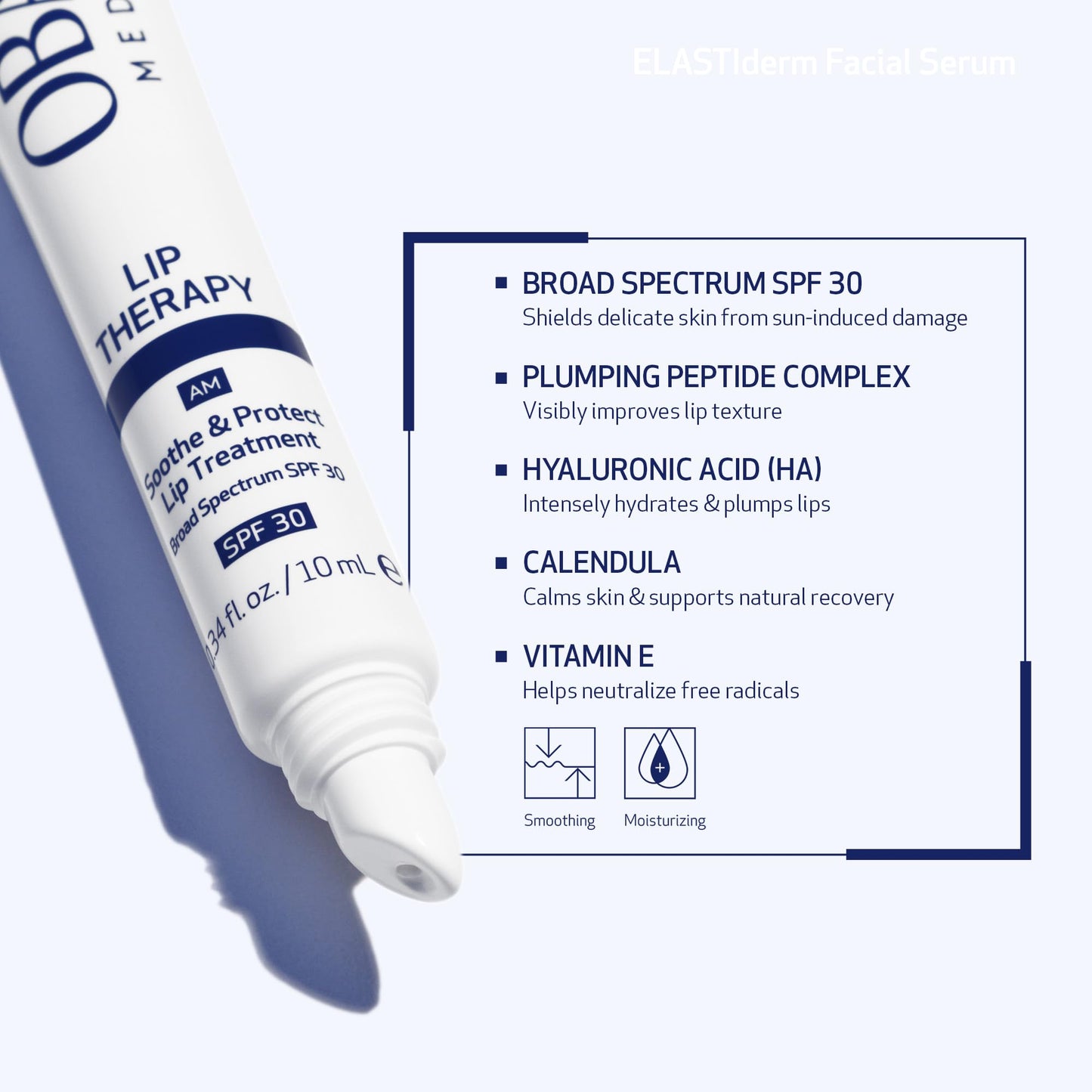 Obagi Lip Therapy SPF 30 Soothe & Protect Lip Balm Treatment with Hyaluronic Acid, Vitamin E & Peptides – Visibly Plumps, Soothes & Moisturizes Dry Lips & Protects Against UVA/UVB Rays – .34 oz