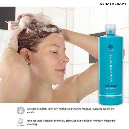 KERATHERAPY Keratin Infused Moisture Shampoo, 33.8 fl. oz., 1000 ml - Anti Frizz Moisture Shampoo for Oily Scalp and Dry Ends - Kerabond Technology, Aloe Vera, & Willow Bark - Sulfate & Paraben Free