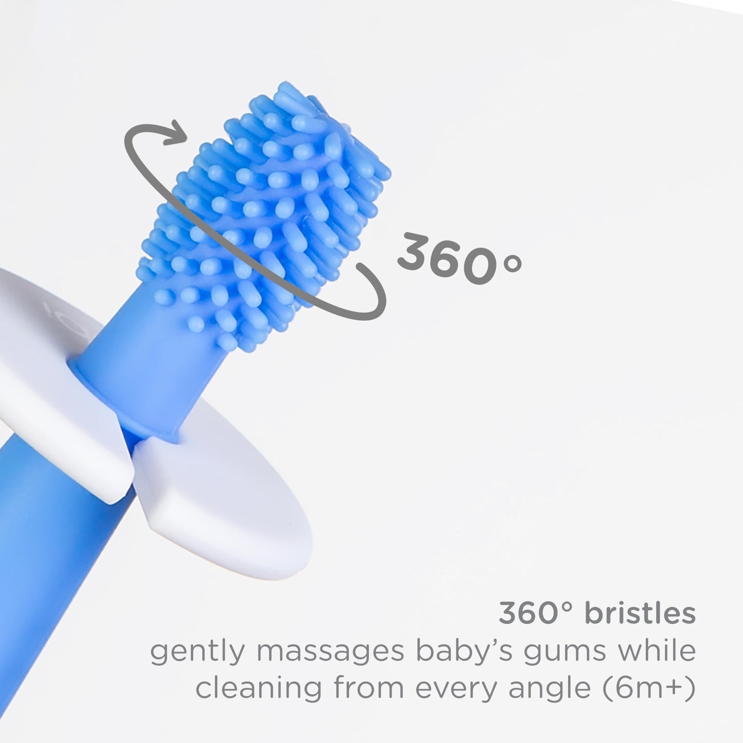 Ubbi Grow with Me Toothbrush Training Set for Babies and Toddlers, Includes Silicone Finger Brush, 360° and Soft Bristled Toothbrush, Polaris Blue