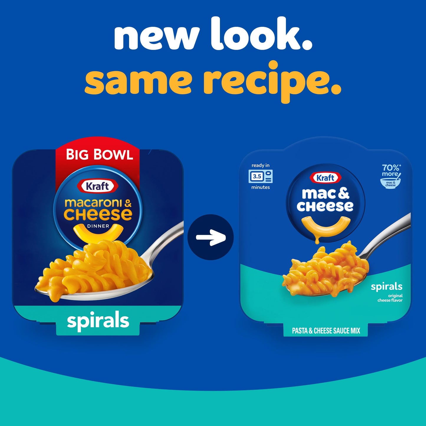Kraft Spirals Mac and Cheese, 1 Big Bowl, for Easy Dinner or Dinner Sides, Original Flavor, No Artificial Flavors, Preservatives or Dyes, 3.5 oz