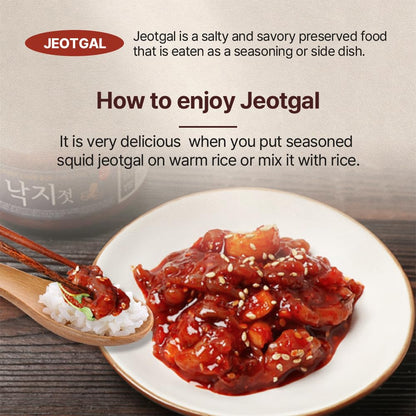 BarunJungdam Octopus Jeotgal | Korean Seasoned Baby Octopus | Spicy Fermented Seafood | Savory & Chewy Texture | Traditional Side Dish | 8.8oz (250g)