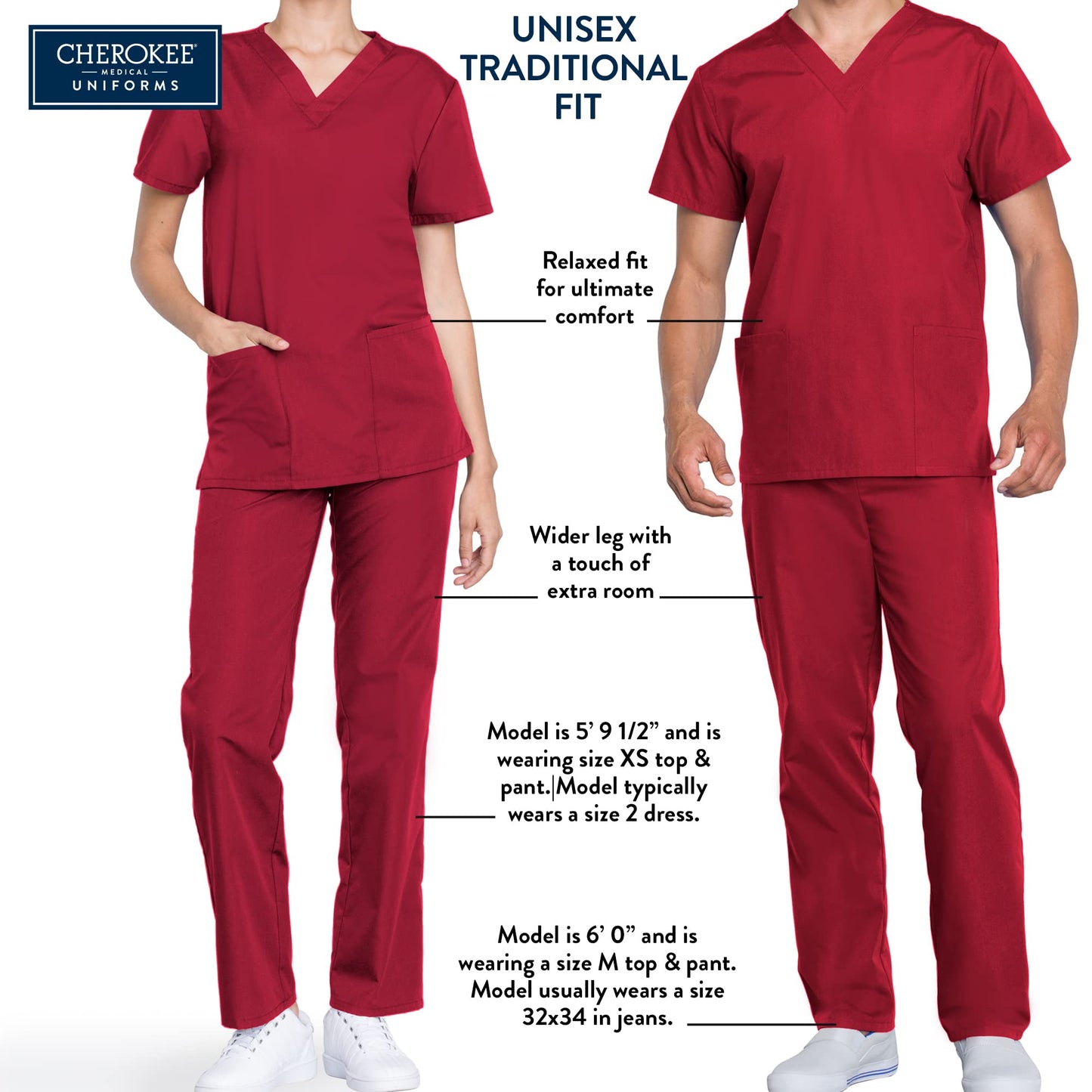 Cherokee Unisex Scrub Pants for Men & Women Drawstring Cargo Medical Uniform Straight Leg Nursing Scrub Bottoms - 4100