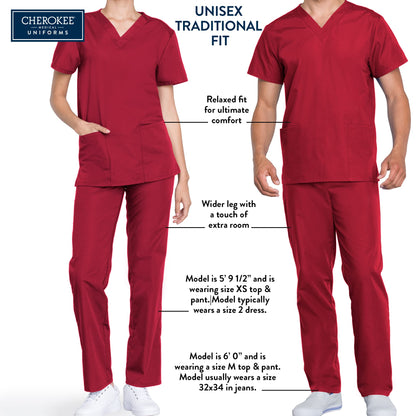Cherokee Unisex Scrub Pants for Men & Women Drawstring Cargo Medical Uniform Straight Leg Nursing Scrub Bottoms - 4100