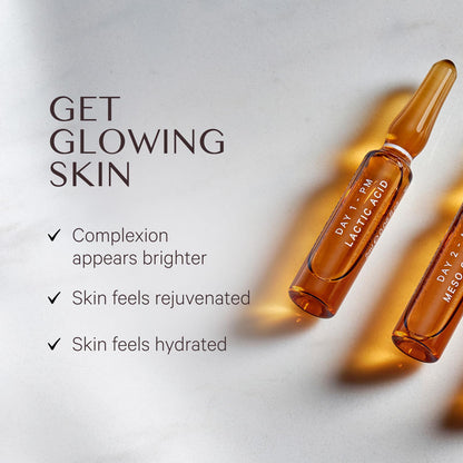 MZ SKIN Glow Boost Ampoules 10-Pack Set | 5-Day Intensive Radiance Treatment for Cell Renewal Exfoliation, Brightening, Pigmentation & Age Spots, With Vitamin C, Lactic Acid (AHA), Fragrance Free