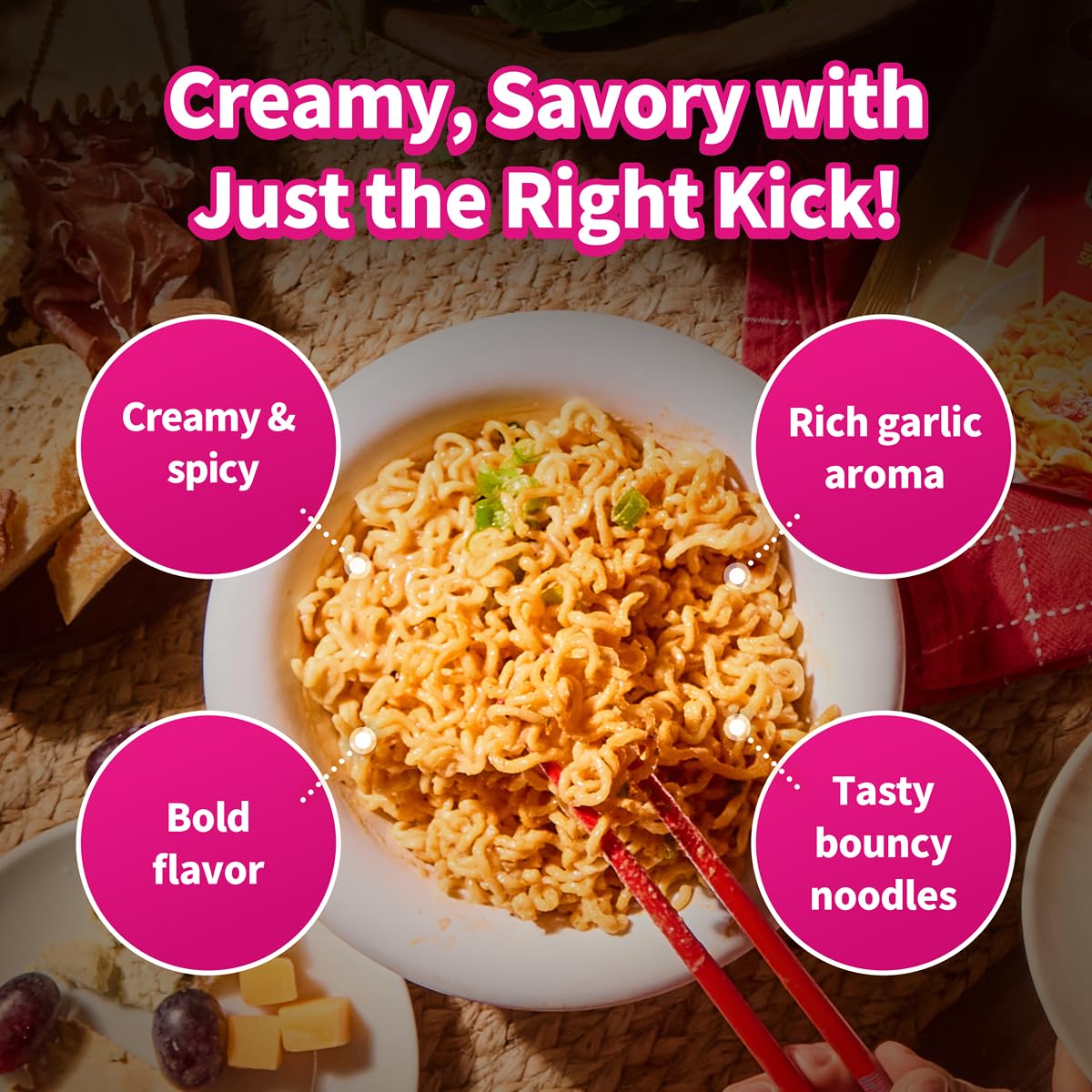 Nongshim Shin Ramyun Toomba Noodles, Creamy Korean Mac and Cheese Style Noodles, Gentle Kick of Spice, Korean Stir Fry Style Instant Noodles, 4.83 oz (Pack of 4), Packaging May Vary.