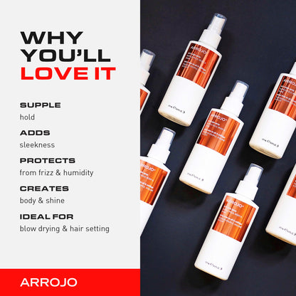 ARROJO Set & Style Hair Spray – Blow Dry Spray To Create Body, Shine, Hold – Hair Shine Spray For Blow-Drying -Hair Setting – Anti Frizz Hair Products To Fight Humidity (6 Oz)