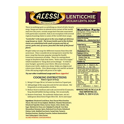 Alessi Autentico Premium Soups, Traditional Flavors, Sicilian Lentil (Sicilian Lentil, 6 Ounce (Pack of 6))