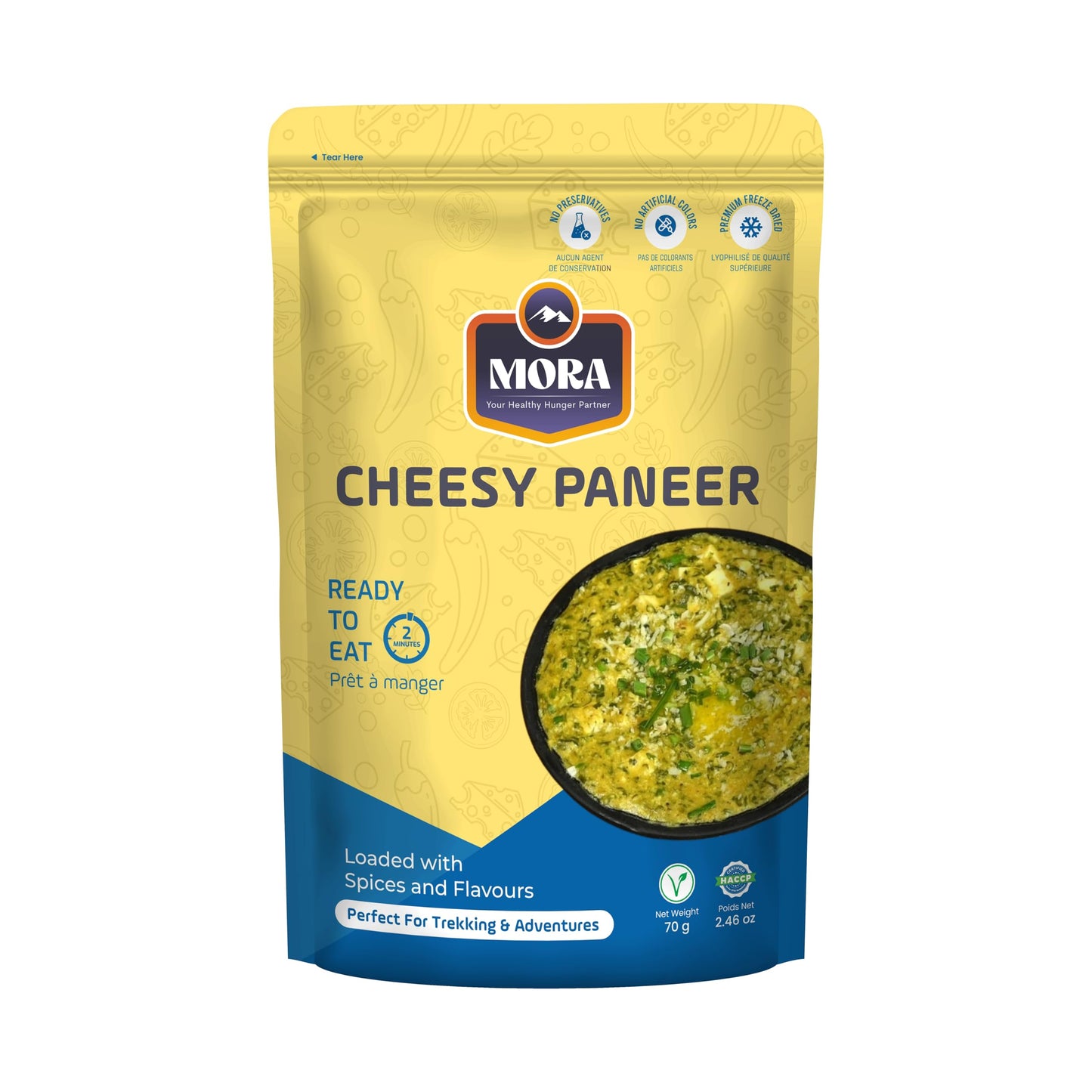 Mora Cheesy Paneer - Ready To Eat Premium Freeze Dried Instant Meal, Microwavable, Effortless Cooking, Gluten-free, Plant-based, High Protein, Emergency Food, Vegan