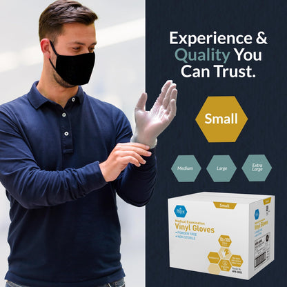 MedPride Powder-Free Vinyl Exam Gloves, Large, Case/1000 (10 Boxes of 100)