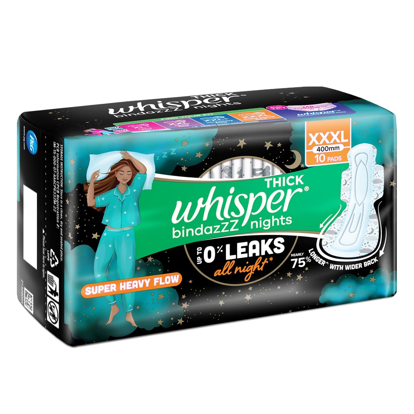 Whisper Ultra Nights Sanitary Pads XXXL Wings 10 Pieces Pack