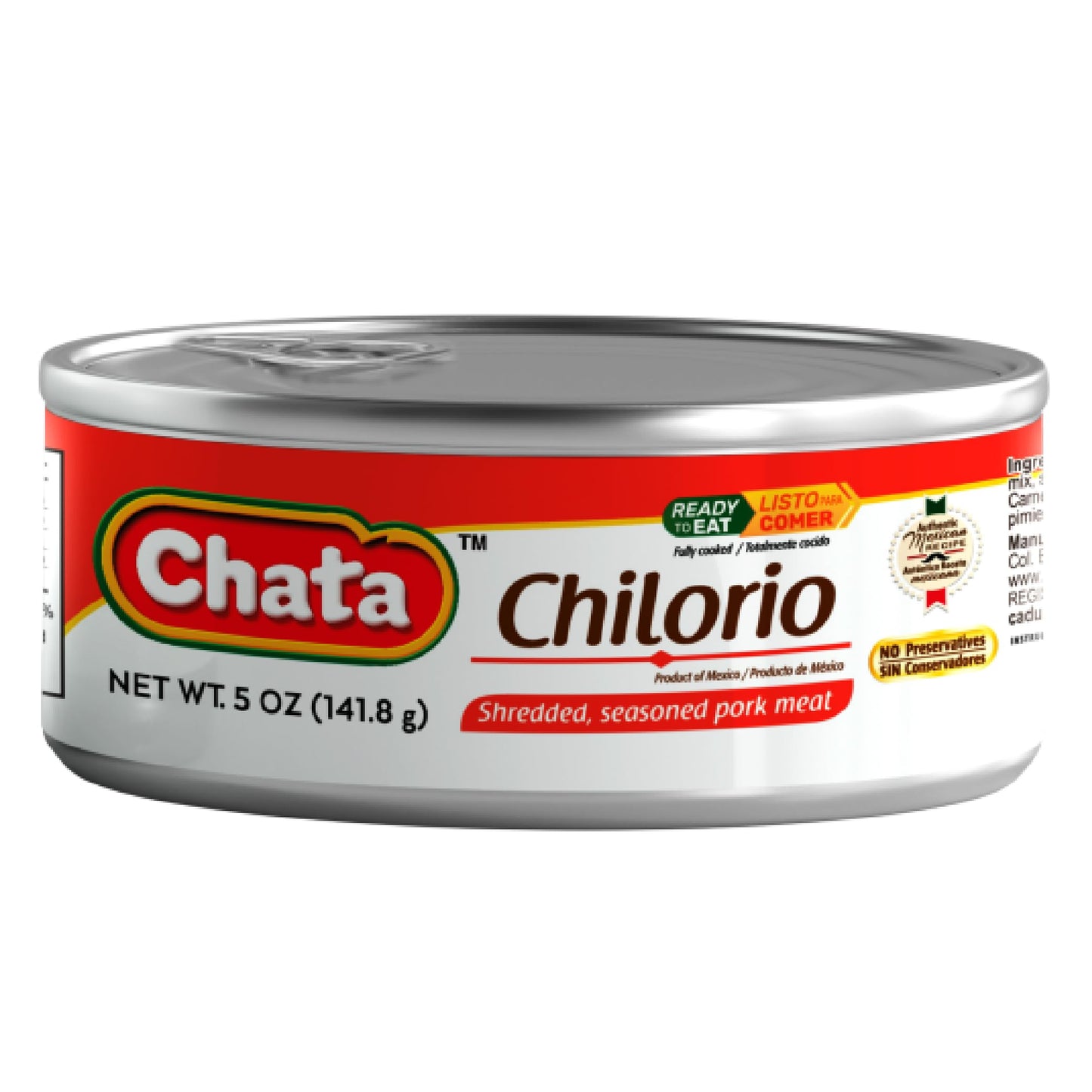 Chata Mexican Pork Chilorio, Seasoned Shredded Pork, 5 oz Can (Pack of 6)