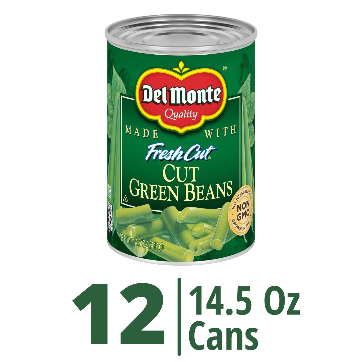 Del Monte Fresh Blue Lake Cut Green Beans Canned Vegetables, Sweet, 14.5 Oz, Pack of 12