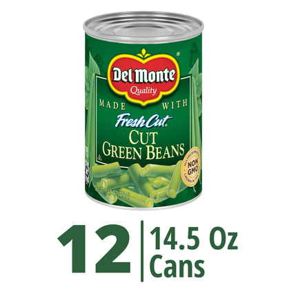 Del Monte Fresh Blue Lake Cut Green Beans Canned Vegetables, Sweet, 14.5 Oz, Pack of 12