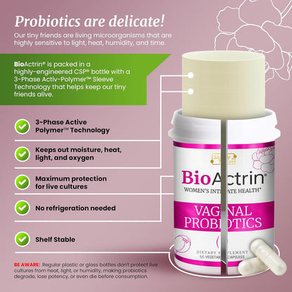 SIGNIFY NATURE Bioactrin Vaginal Probiotics for Women - Bacterial Vaginosis & Yeast Infection Treatment - BV Probiotic - pH Vaginitis Support-56 Pills
