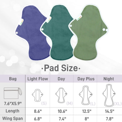 Langsprit Reusable Sanitary Pads for Women - Feminine Menstrual Pads 6pcs Set, Regular Absorbency Cotton Washable Cloth, Mini Wet Bag, Leakfree and Periods (Small)