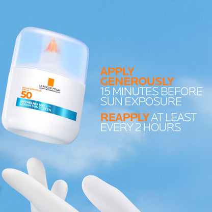 La Roche-Posay Anthelios UVAir™ Sunscreen Serum SPF 50, with Niacinamide, Hyaluronic Acid & Antioxidants, Hydrating, Invisible Finish, Lightweight Sunscreen for Face, Fast-Absorbing, 1.7oz