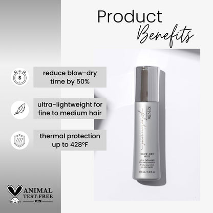 Kenra Platinum Blow-Dry Mist | Ultra-Lightweight Thermal Protectant | Detangles, Smooths, & Softens | Eliminates Frizz & Resists Humidity | Fine To Medium Hair