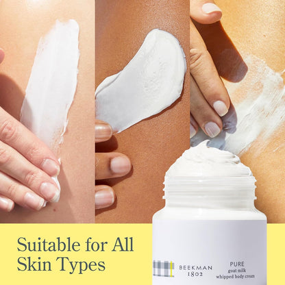Beekman 1802 Whipped Body Cream – Rich Body Butter & Moisturizing Body Cream, Goat Milk Lotion, Shea Butter & Vitamin E, Hydrating Body Moisturizer for Dry Skin - Pure 8 oz