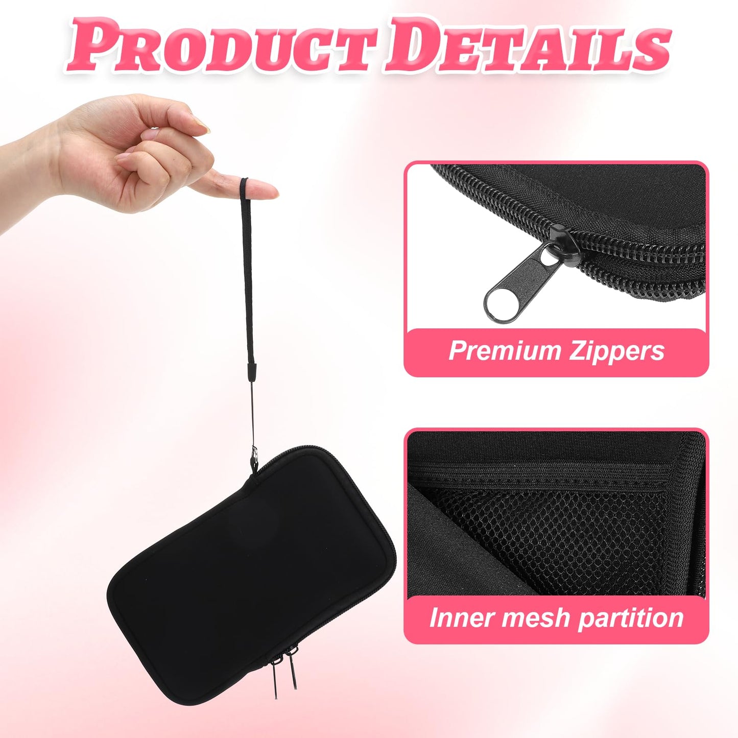 Thinp Tampon Holder for Purse, Small Period Travel Pouch Tampon Storage Bag with Zipper Portable Period Bag for Women, Ladies Small Tampons Organizer Pouch for Feminine Products (Black)