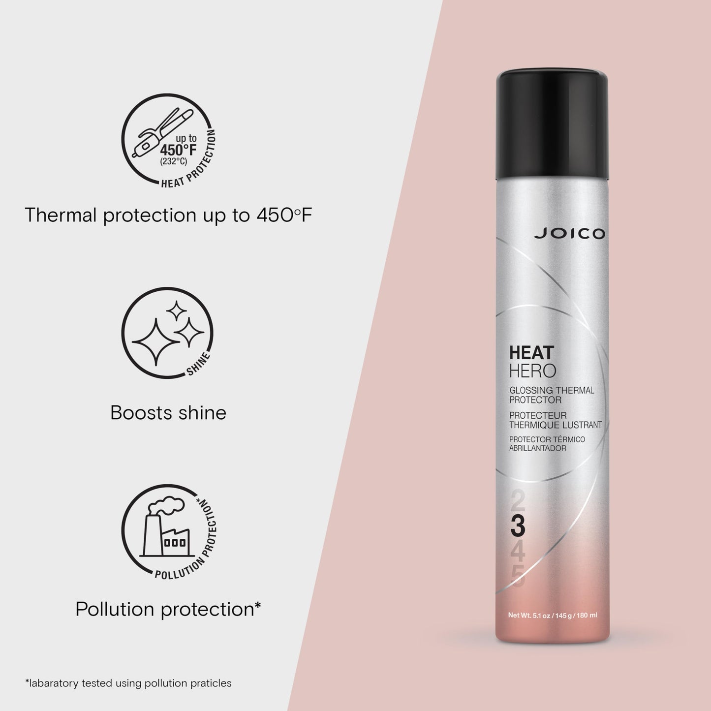 Joico Heat Hero Glossing Thermal Protector | For Most Hair Types | Protect Against Heat & Humidity | Protect Against Pollution & Harmful UV | Reduce Split Ends | Boost Shine | Paraben & Sulfate Free