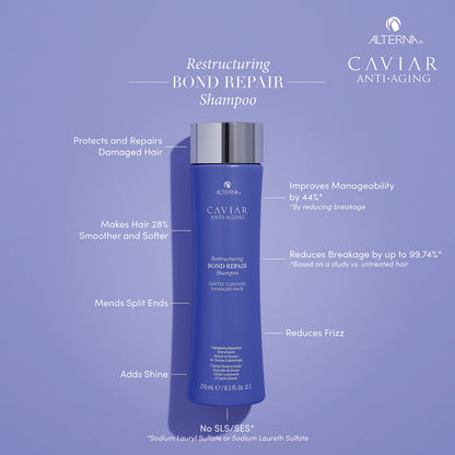 Alterna CAVIAR Anti-Aging Restructuring Bond Repair Shampoo | For Brittle, Damaged and Split Ends | Repairs, Strengthens & Protects Damaged Hair | Sulfate Free