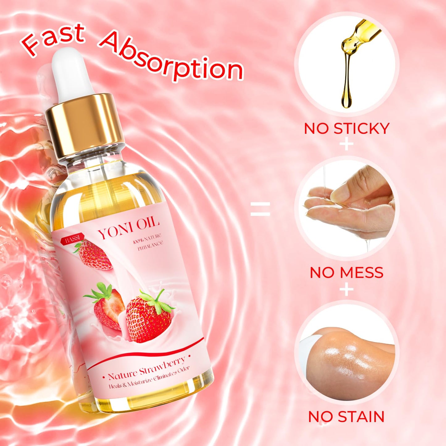 Yoni Soap Bars & Natural Yoni Oil Set, Natural Yoni Wash for Women Feminine Wash Deodorants pH Balance, Eliminates Odor, Strawberry Feminine Oil 30ml/1 oz, 2pcs 3.53 oz Bath Soap