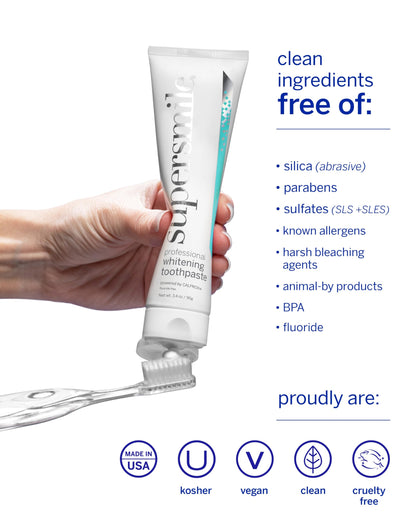 Supersmile Professional Teeth Whitening Toothpaste - Fluoride Free for Visibly Brighter Smile - Whitens up to 6 Shades