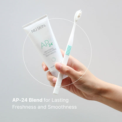 Nu Skin AP 24 Whitening Fluoride - Free Toothpaste | AP 24 Blend | Vanilla Mint Flavor | Brightens Teeth | Removes Surface Stains | Prevents Dental Cavities & Plaque | Enamel-Safe | 4 oz | 1 Pack