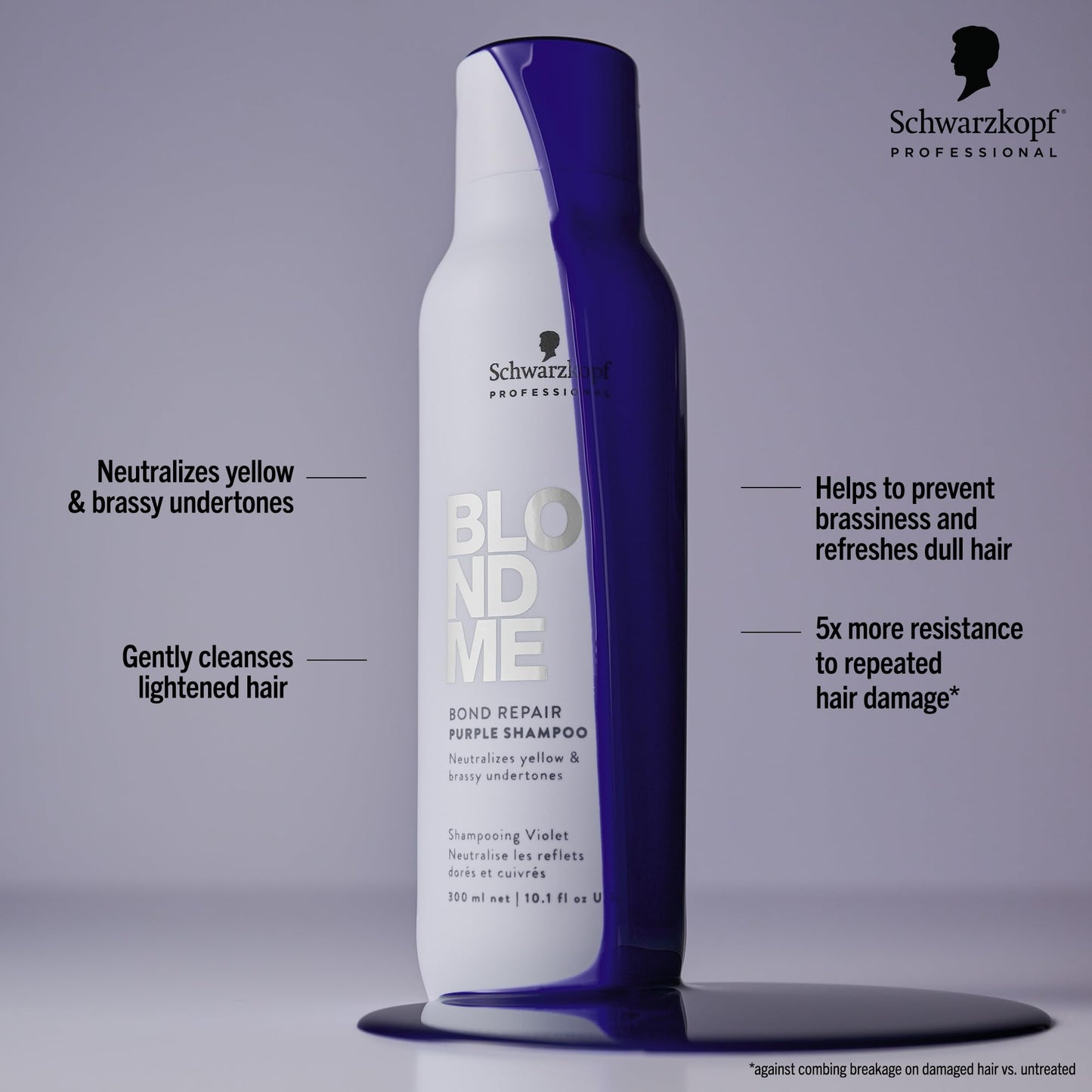 BlondMe Bond Repair Purple Shampoo for Blonde Hair | Neutralizes Yellow & Brassy Tones | Strengthens, Repairs, & Prevents Breakage | For Moisturized, Healthy-Looking Cool-Toned Blondes