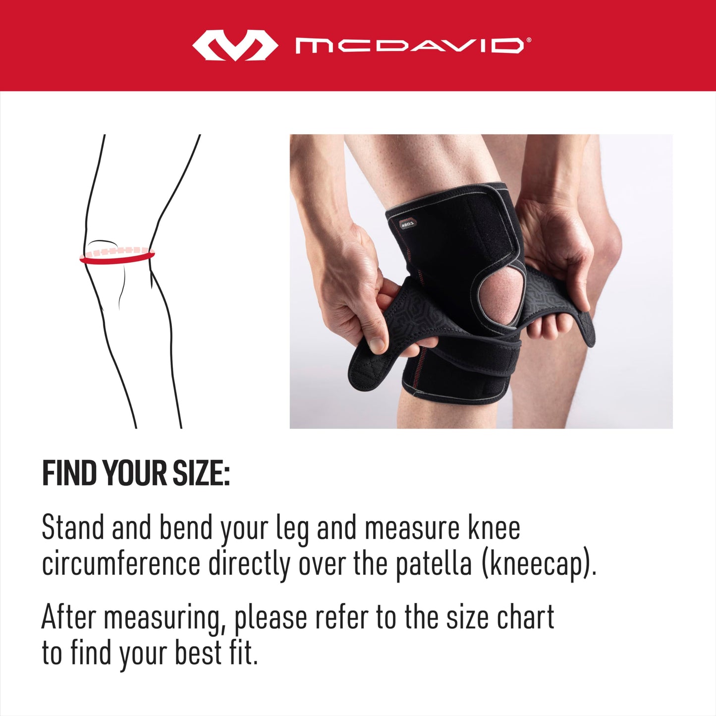 McDavid Versatile Knee Support Wrap w/Side Stays for Patella Support, Tendonitis, Knee Stability, Knee Compression, Lightweight, Sold as Single Unit (1)