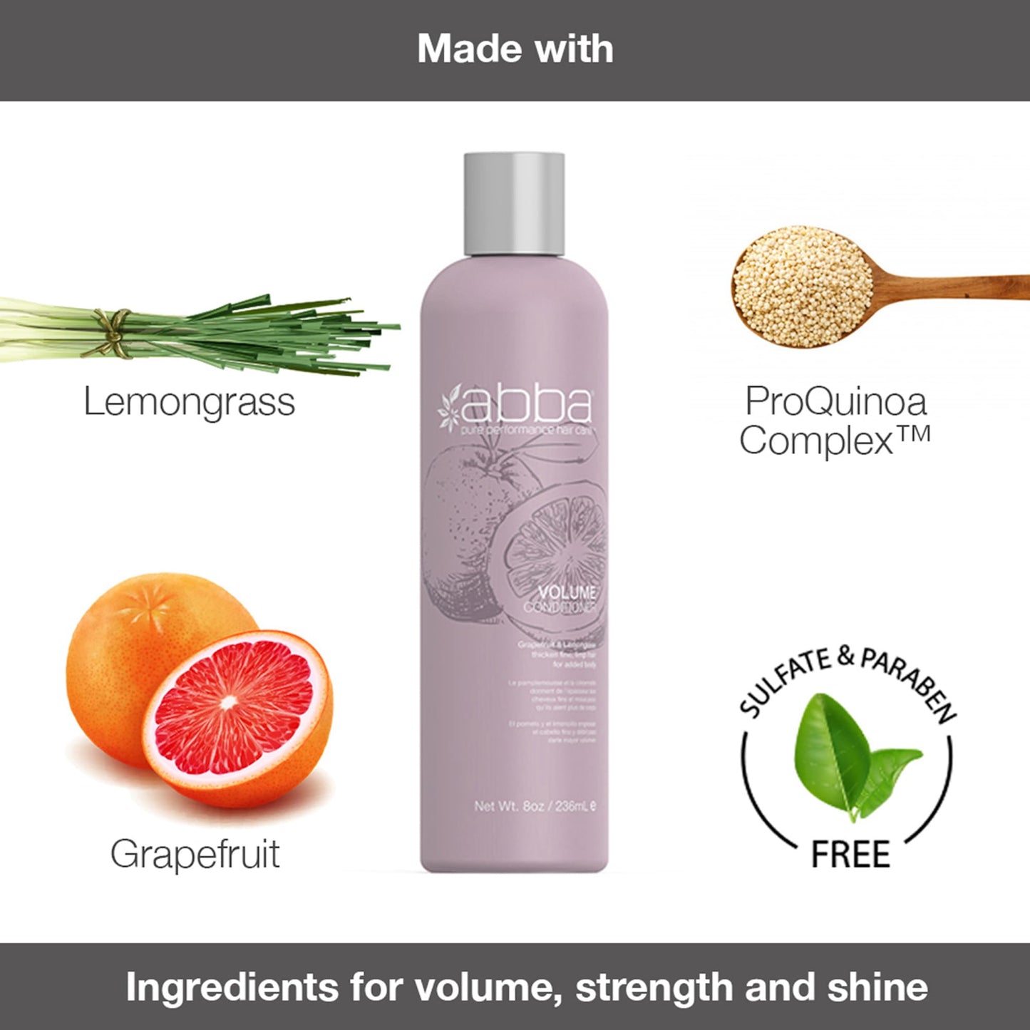 ABBA Volume Conditioner, Grapefruit & Lemongrass