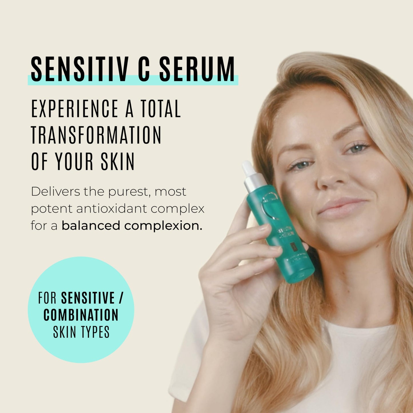 Malibu C Sensitiv C Face Serum - Vitamin C Serum for Combination & Sensitive Skin - Balances, Brightens & Protects with Ascorbic Acid, Allantoin & Pro Vitamin B5 (1 fl oz)