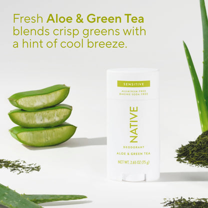 Native Sensitive Deodorant Contains Naturally Derived Ingredients, 72 Hour Odor Control | Deodorant for Women & Men, Aluminum Free with Baking Soda, Coconut Oil and Shea Butter, Aloe & Green Tea