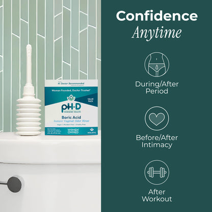 pH-D Feminine Health Support - Instant Odor Rinse with Boric Acid for Vaginal Odor - Vegan, Paraben-Free, Cruelty-Free, 6 Fl Oz Total, (3 Fl Oz, Pack of 2)