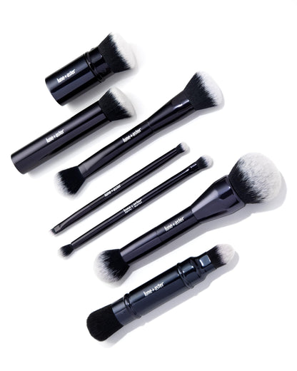 Lune+Aster Eyeshadow Duo Brush | Dual-Ended Brush To Apply And Blend Eyeshadow. Made with Alumium Handle, Vegan Bristles.
